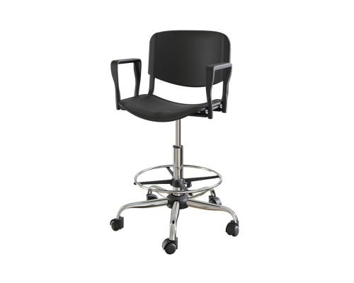 Кресло с сидением и спинкой из пластика Каппа 1 Pl (стандарт) на хромированном каркасе с опорным кольцом для ног