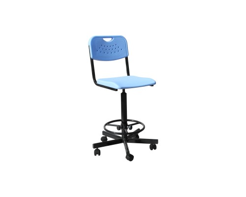 Кресло высокое на винтовой опоре с сиденьем и спинкой из пластика кр20(в)