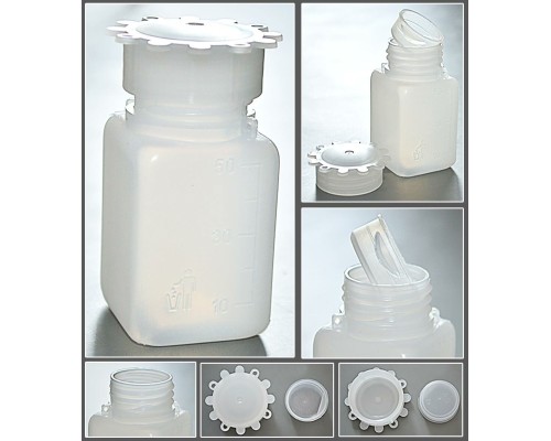 Емкость для общелабораторного применения (бутылка квадратная) 50 мл.,с дел.,ПЭВП,Aptaca