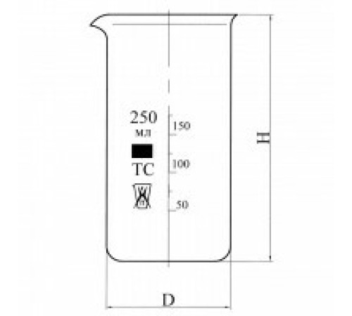 Стакан В-1-150 высокий с делениями и носиком, ТС
