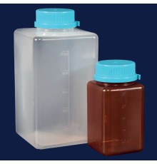 Бутыли квадратные ISOLAB 125 мл, c винтовой ПЭ крышкой, стерильные, индивидуальная упаковка, коричневый ПП, 130 шт/упак (Артикул 061.26.125)