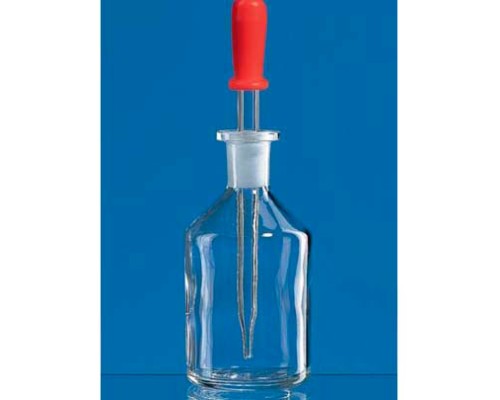 BRAND 124633 Бутылка для капельницы, натриево-кальциевое стекло, прозрачная, 50 мл, с капельницей и резиновой крышкой