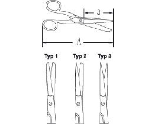 Ножницы Bochem для микроскопии, острые концы, прямые, длина 100 мм, нержавеющая сталь