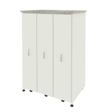 Шкаф 3 выдвижные вертикальные секции 930x630x1350 (замки на 3 секции) ламинат серый, серый металл